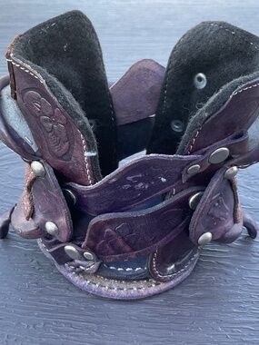 Leather Bottle Holder Western Saddles Vintage Tooled Brown Silver